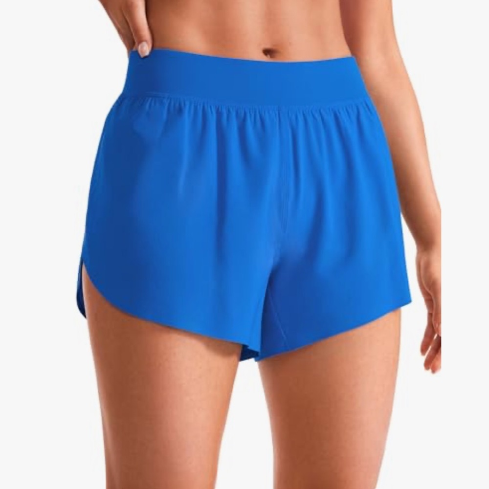 CRZ YOGA Mid Waisted Dolphin Athletic Shorts for Women 4" Lightweight High Split